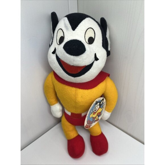 Vintage Mighty Mouse 12" Stuffed Animal Plush Red Cape Viacom 1981 w/ tag READ - Picture 1 of 16